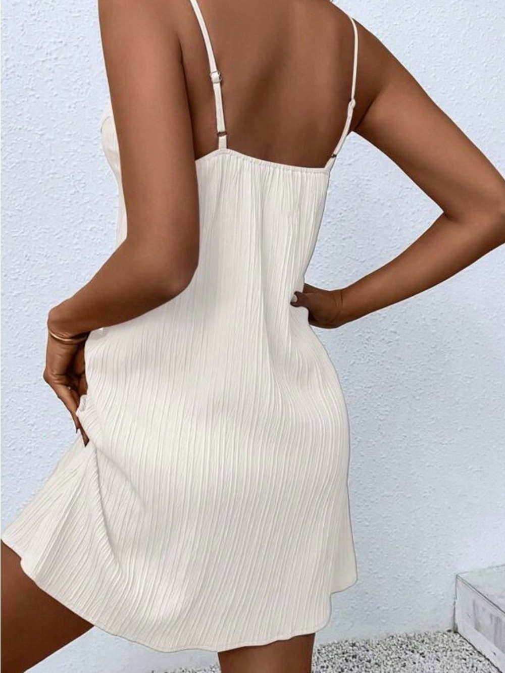 Cream Button-Front Ribbed Midi Dress - Picture 2 of 3
